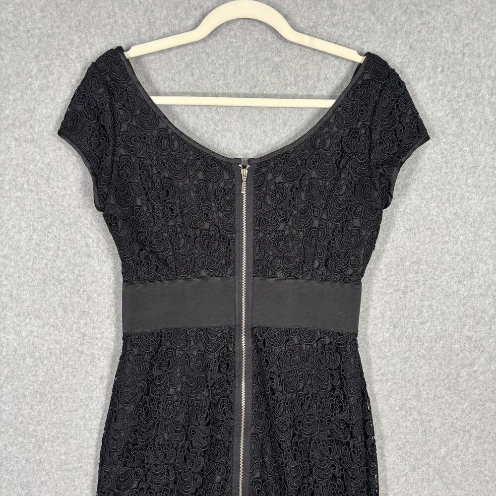 WHBM‎ Lace Pencil Dress 4 Black Zipper Coquette Feminine Romantic Whimsigoth 90s - Picture 9 of 16